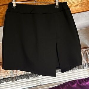 Black Mini Skort with Front Slit